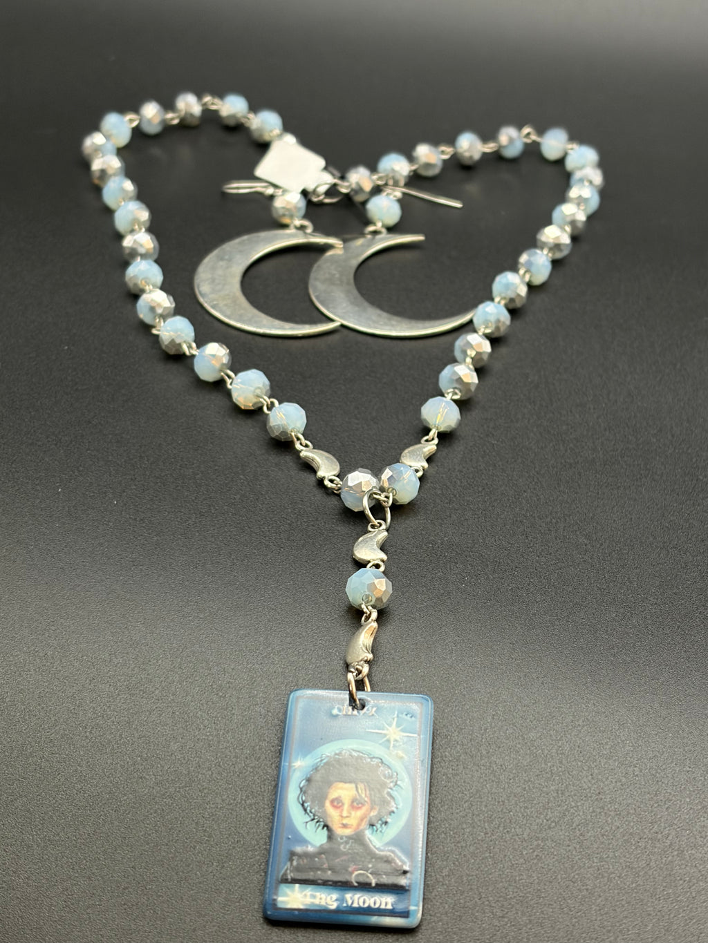 Beaded Edward Scissorhands Tarot Necklace