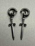 Black Dagger Hinge Hoop Earrings