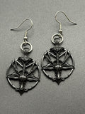 Black Devil Head Pentagram Earrings