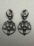 Black Devil Head Pentagram Earrings with Clasp