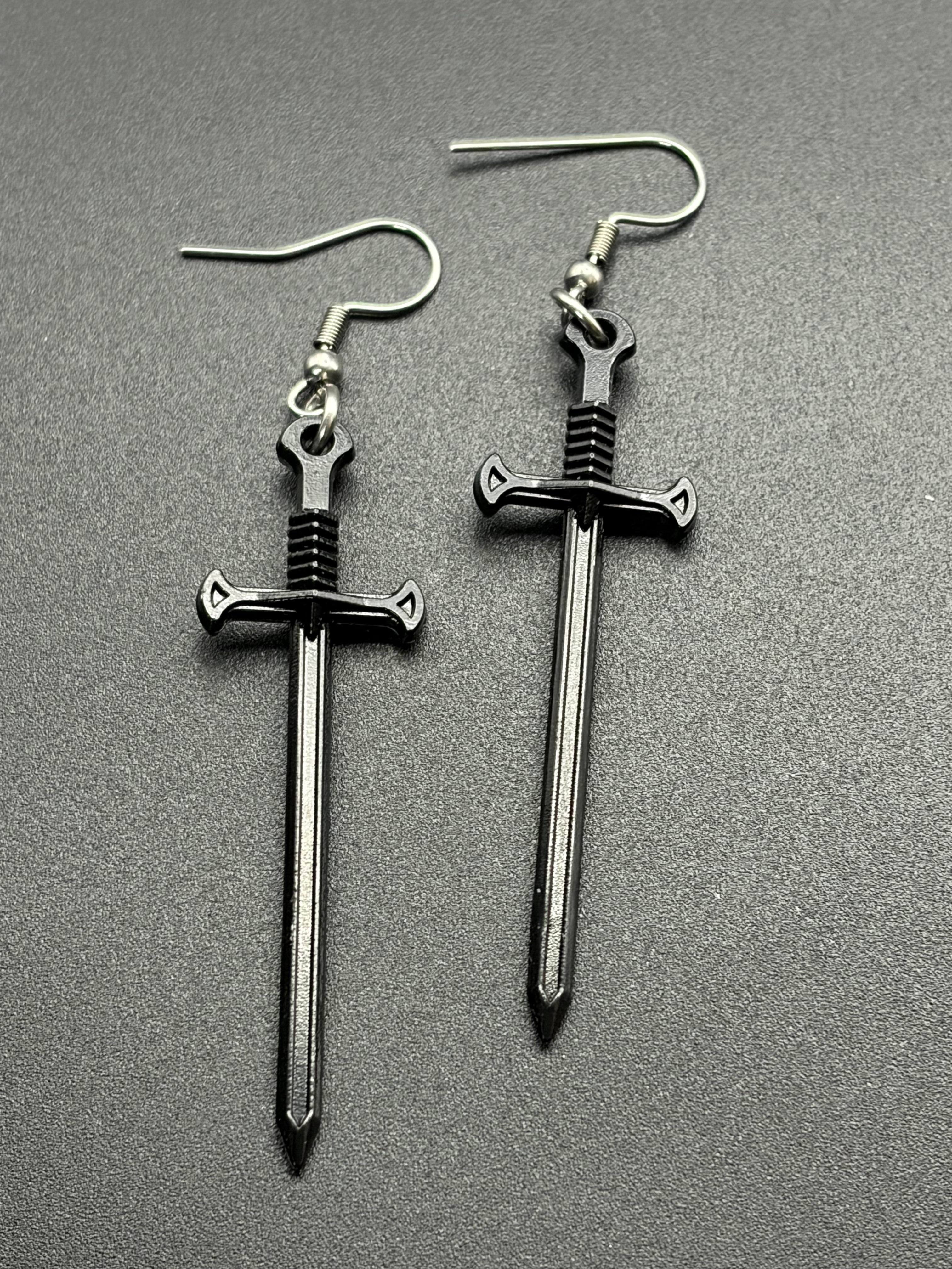 Black Sword Earrings