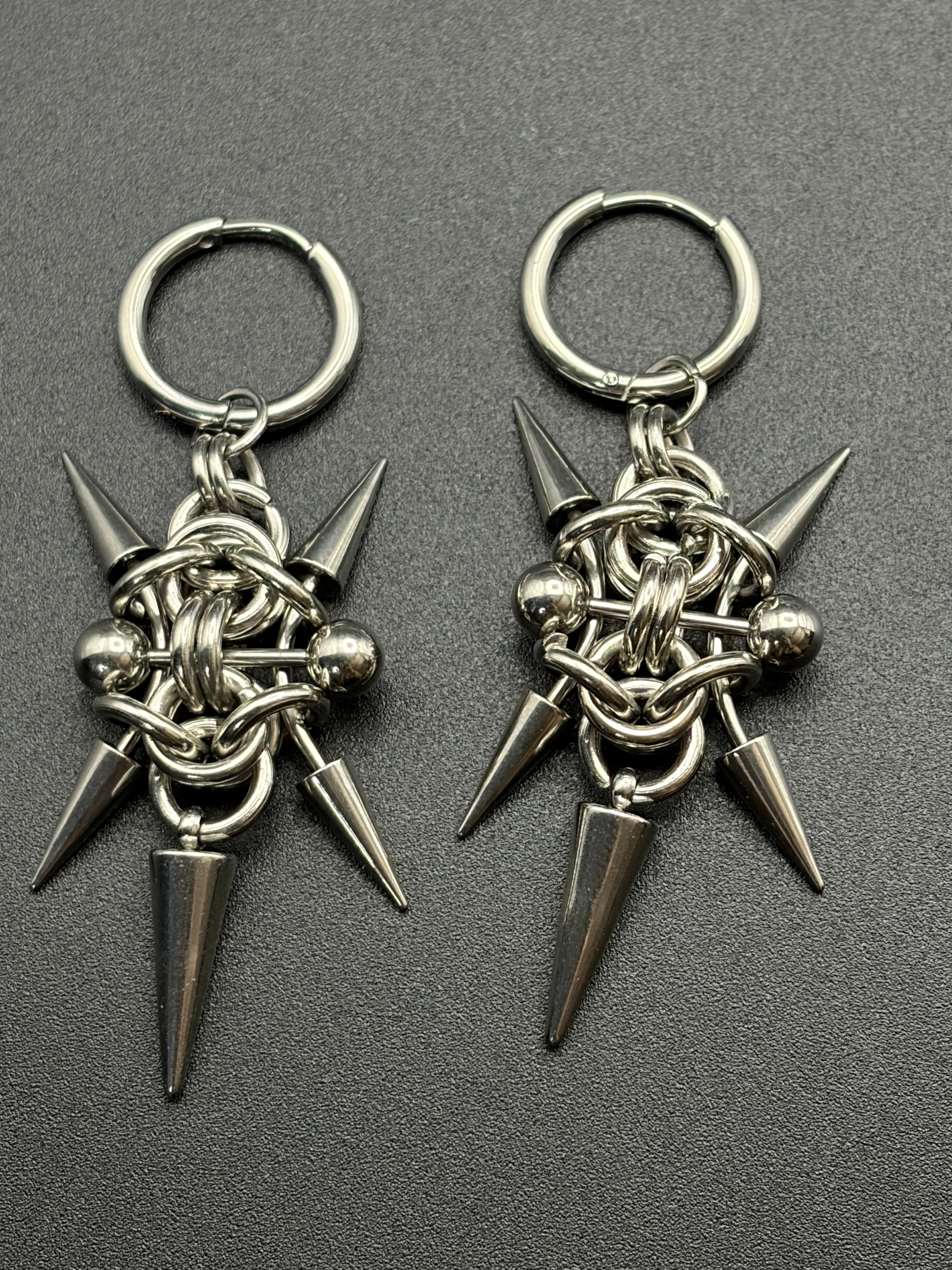 Chain Cluster Earrings with Spikes