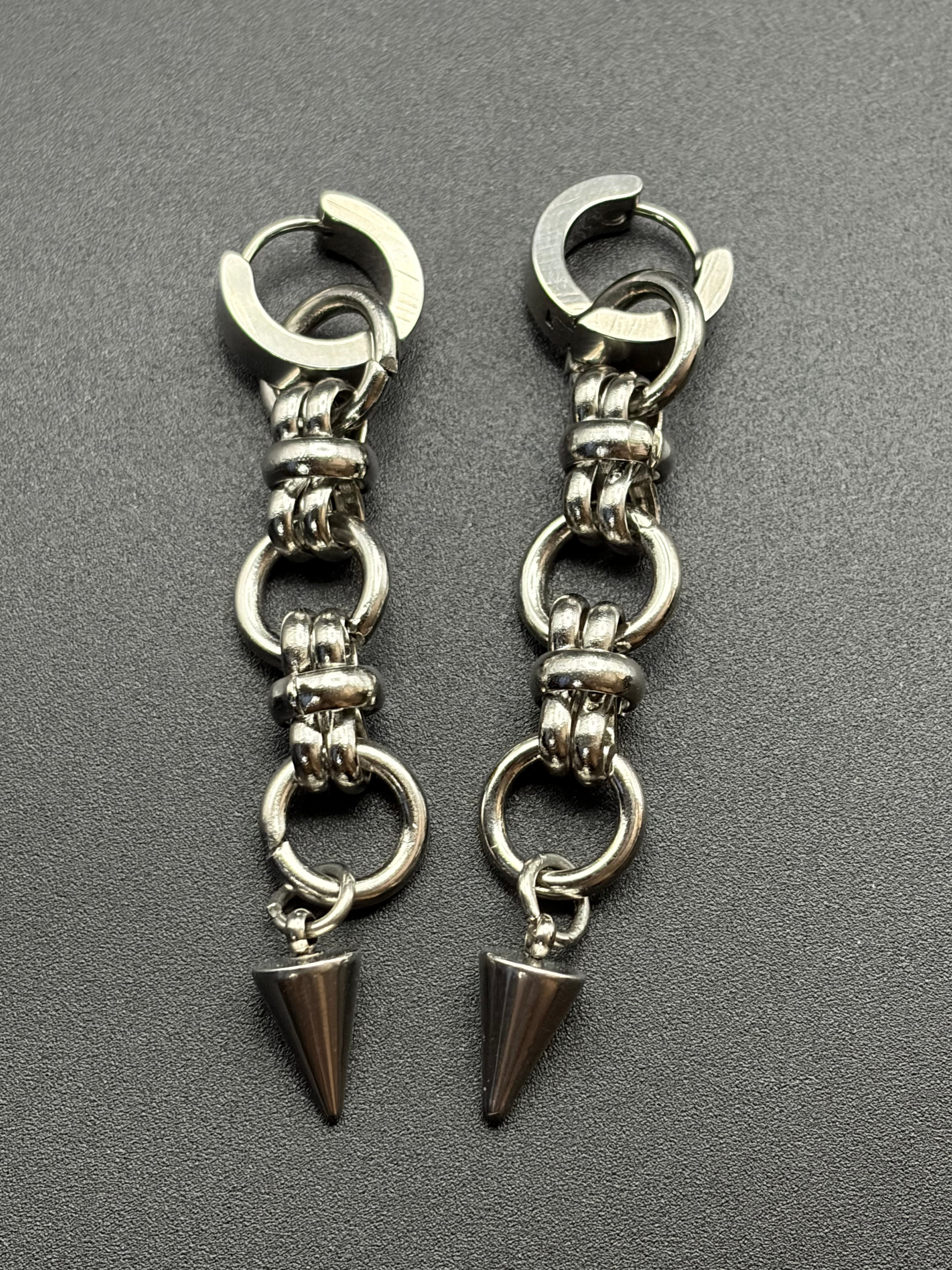 Chain Clasp Earrings with Small Metal Points