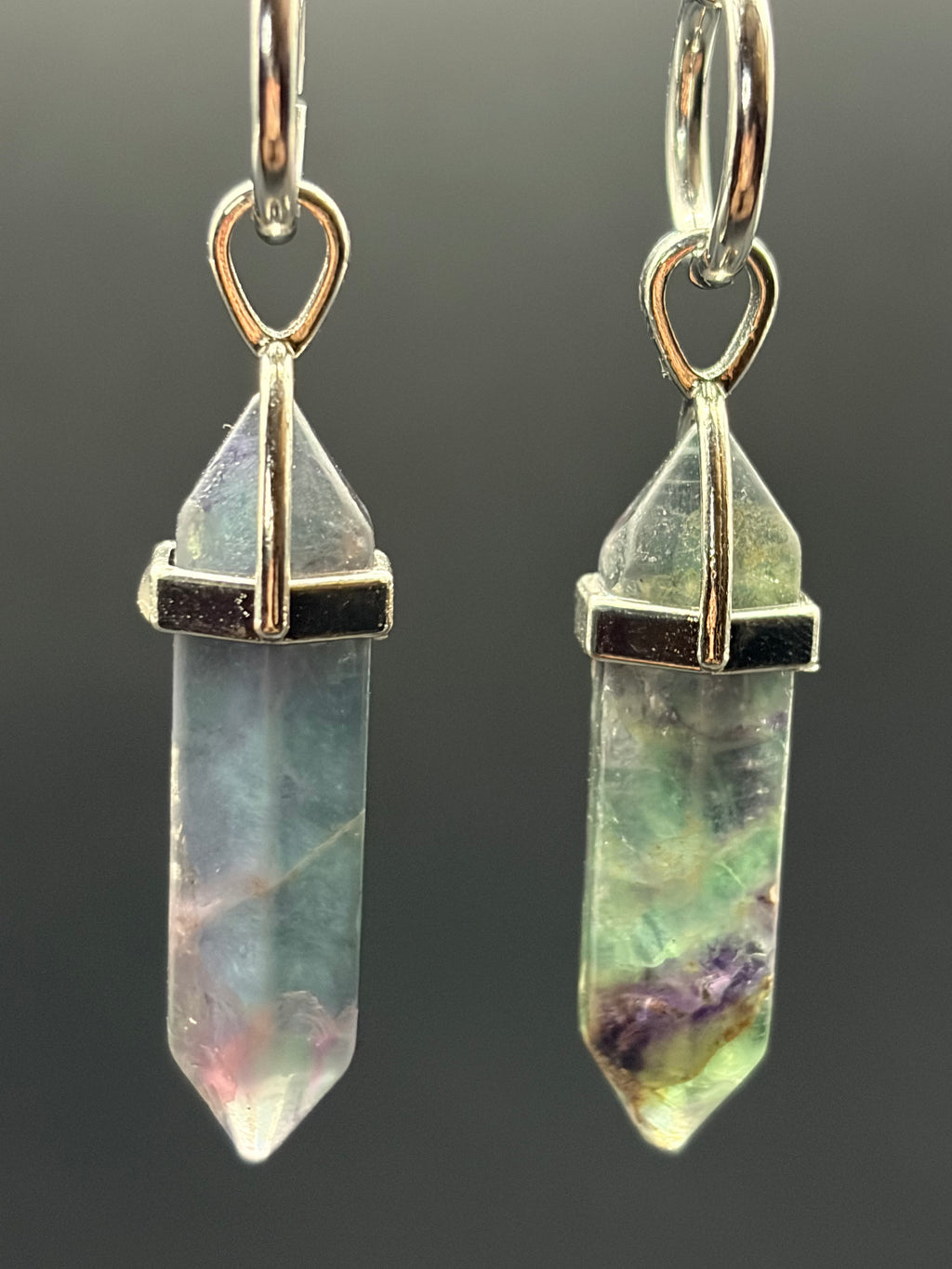 Chain Earrings with Fluorite Points