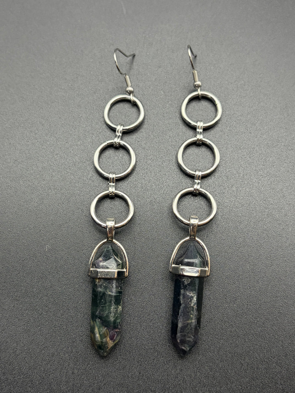 Chain Earrings with Fluorite Points