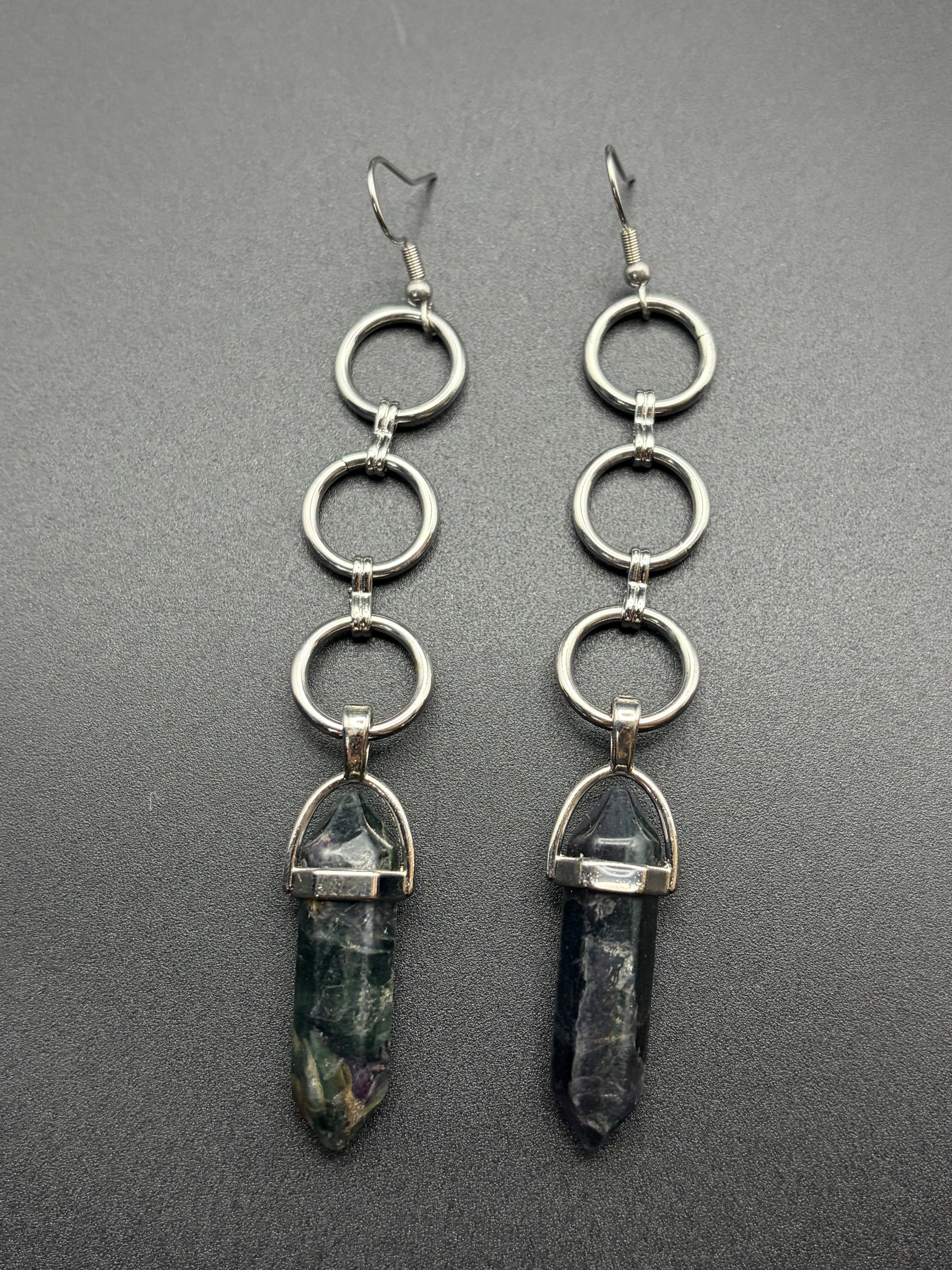 Chain Earrings with Fluorite Points