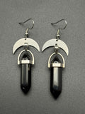 Crescents with Onyx Points Earrings