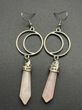 Crescent Moons with Rose Quartz Points Earrings