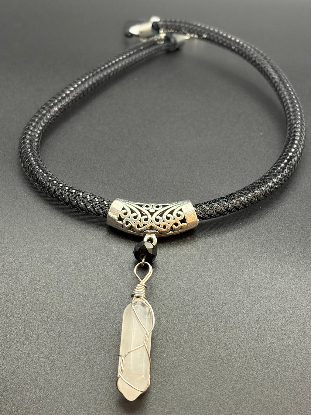 Quartz Point Crin Tube Necklace