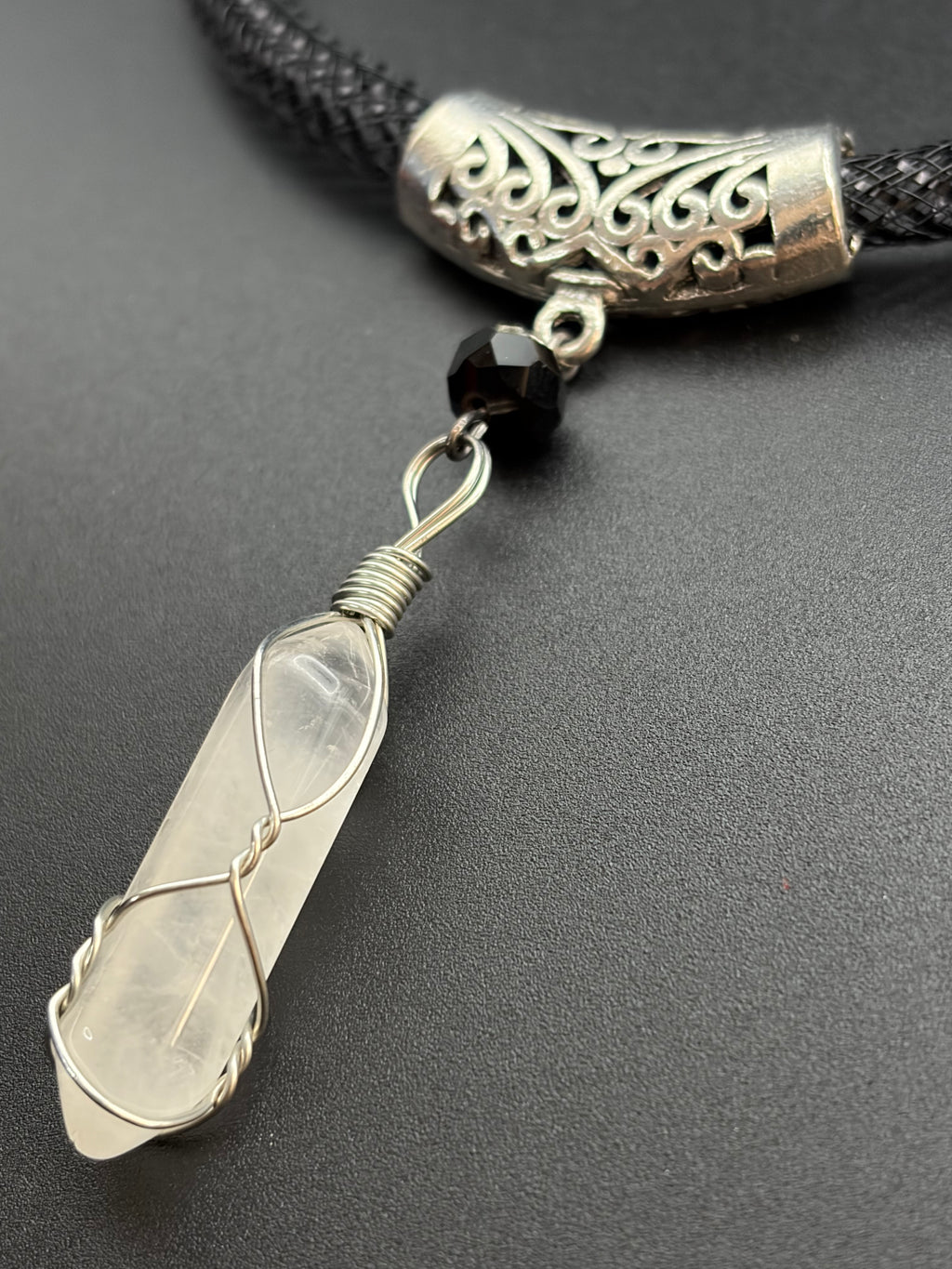 Quartz Point Crin Tube Necklace
