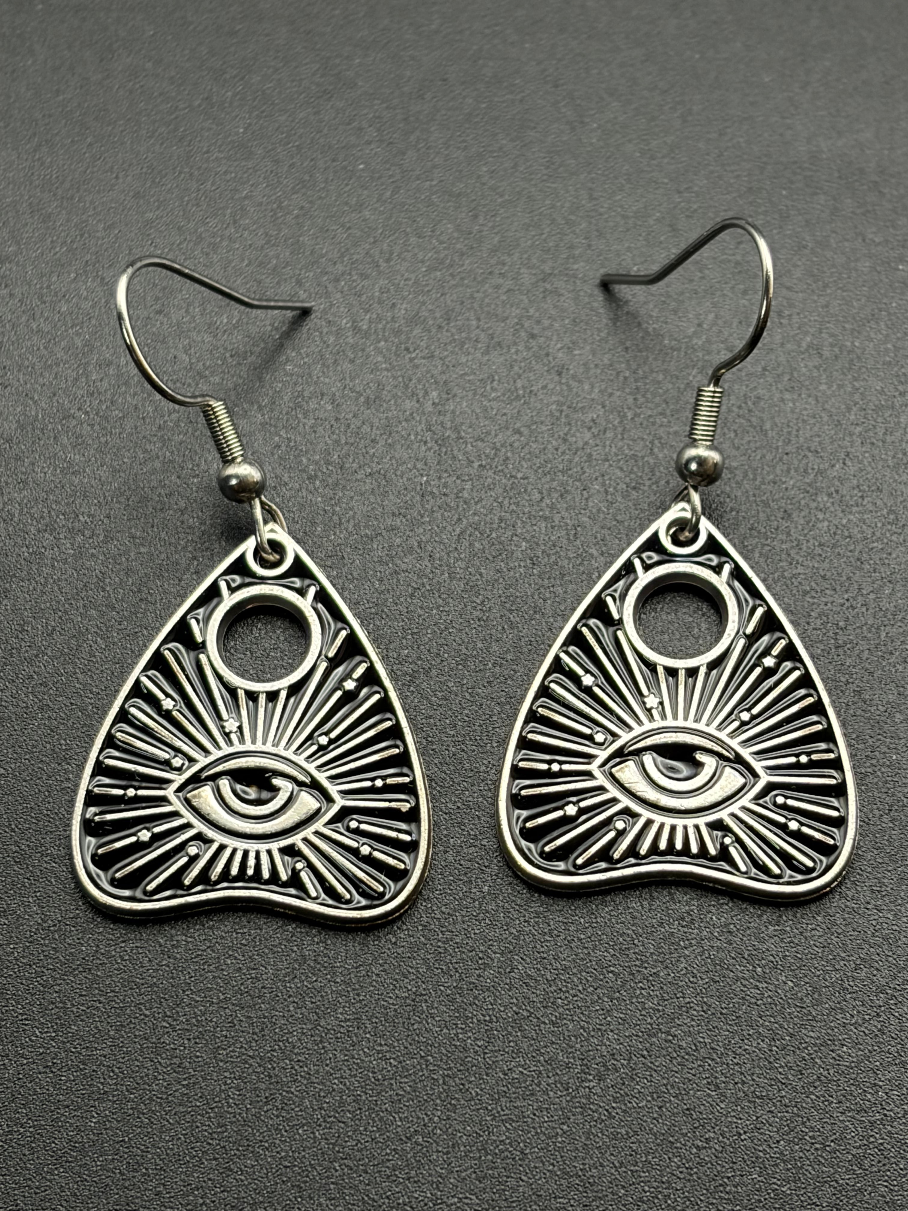 Enamel Eye Planchette Earrings