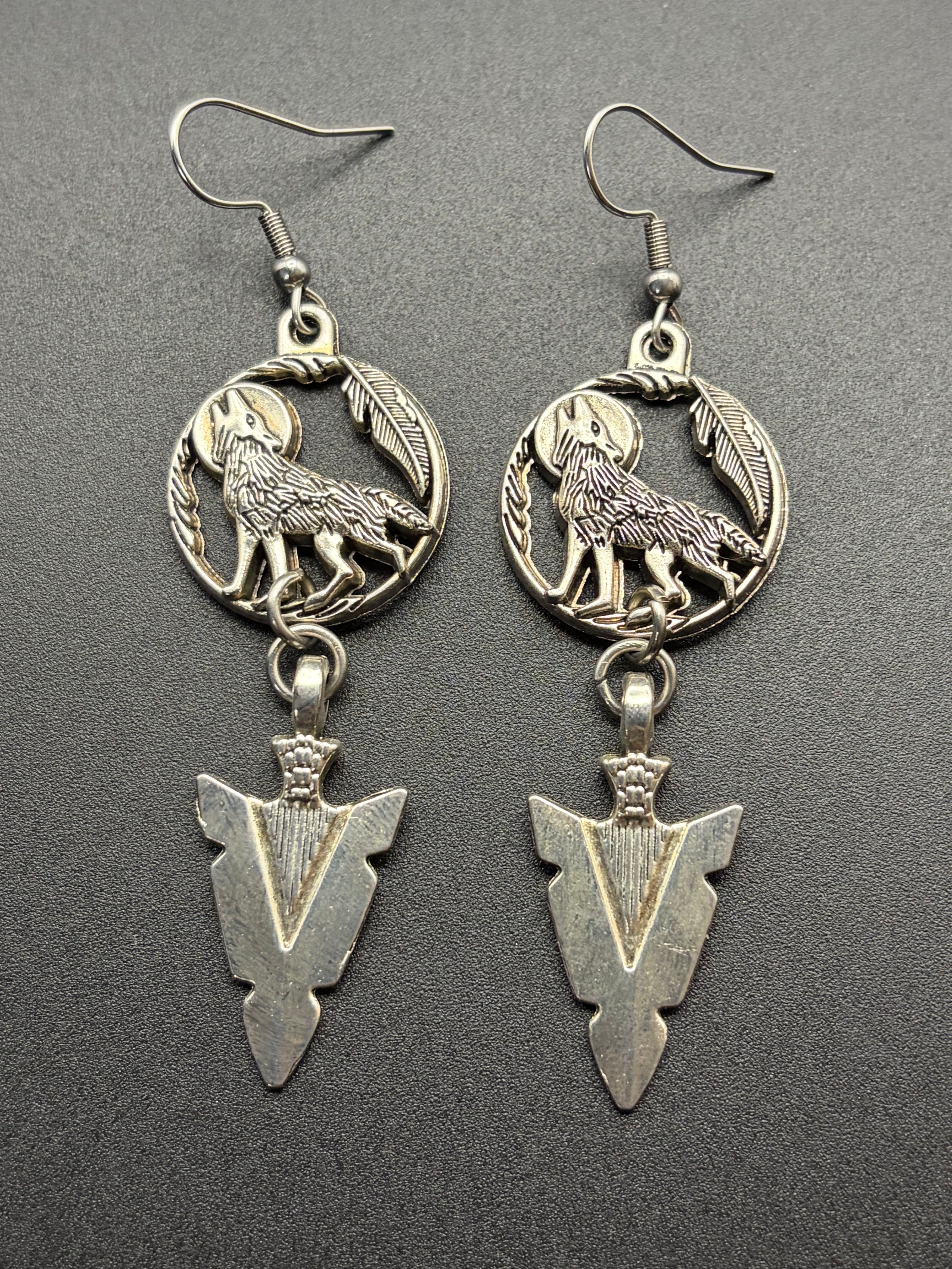 Howling Wolf & Arrowhead Earrings