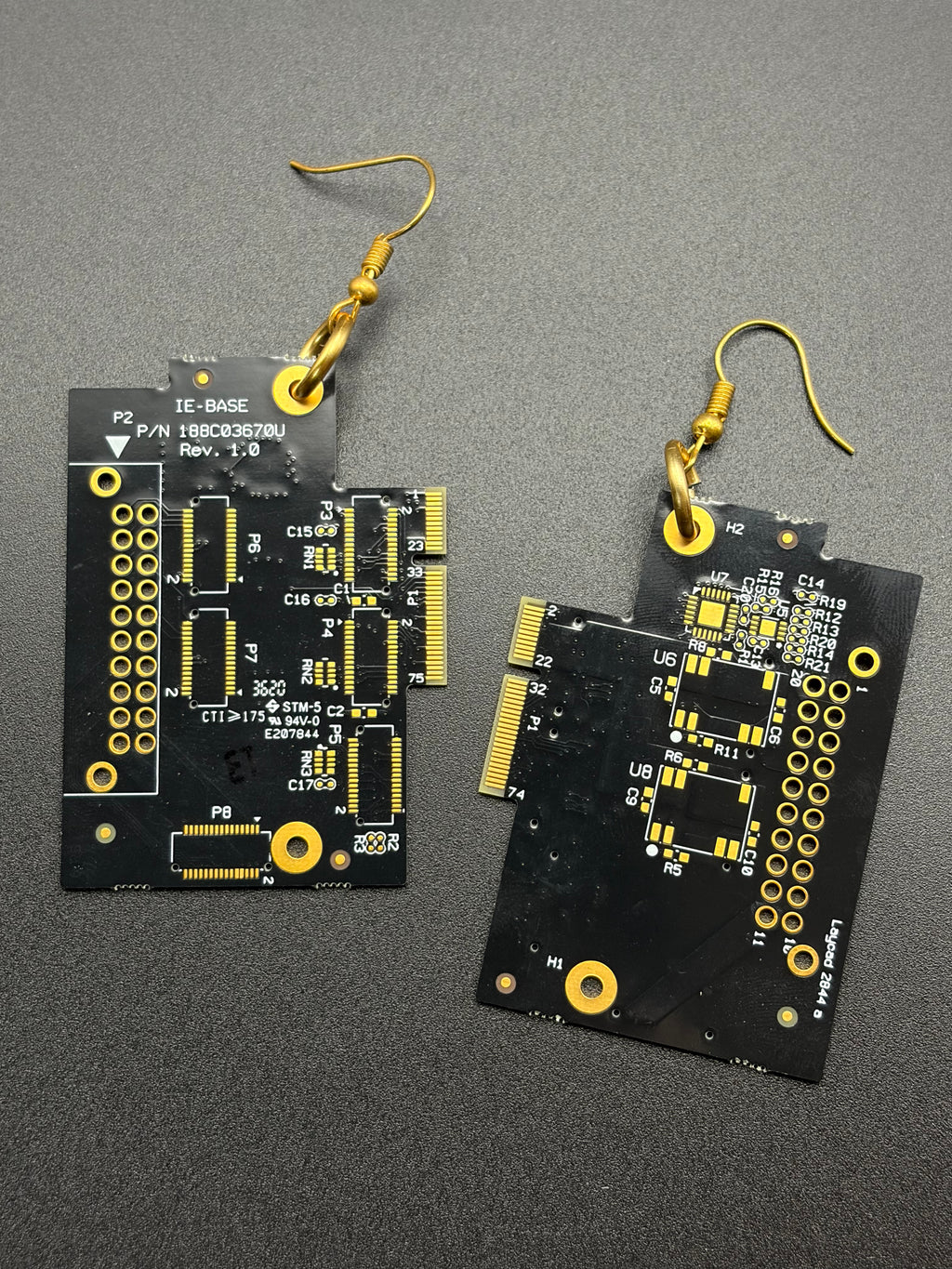 Black Computer Chip Earrings