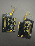 Black Computer Chip Earrings
