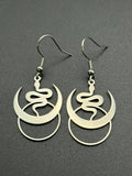 Metal Crescent Snake Earrings