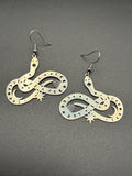 Coiled Metal Snake Charm Earrings