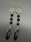 Pentagram Beaded Earrings with Onyx Points