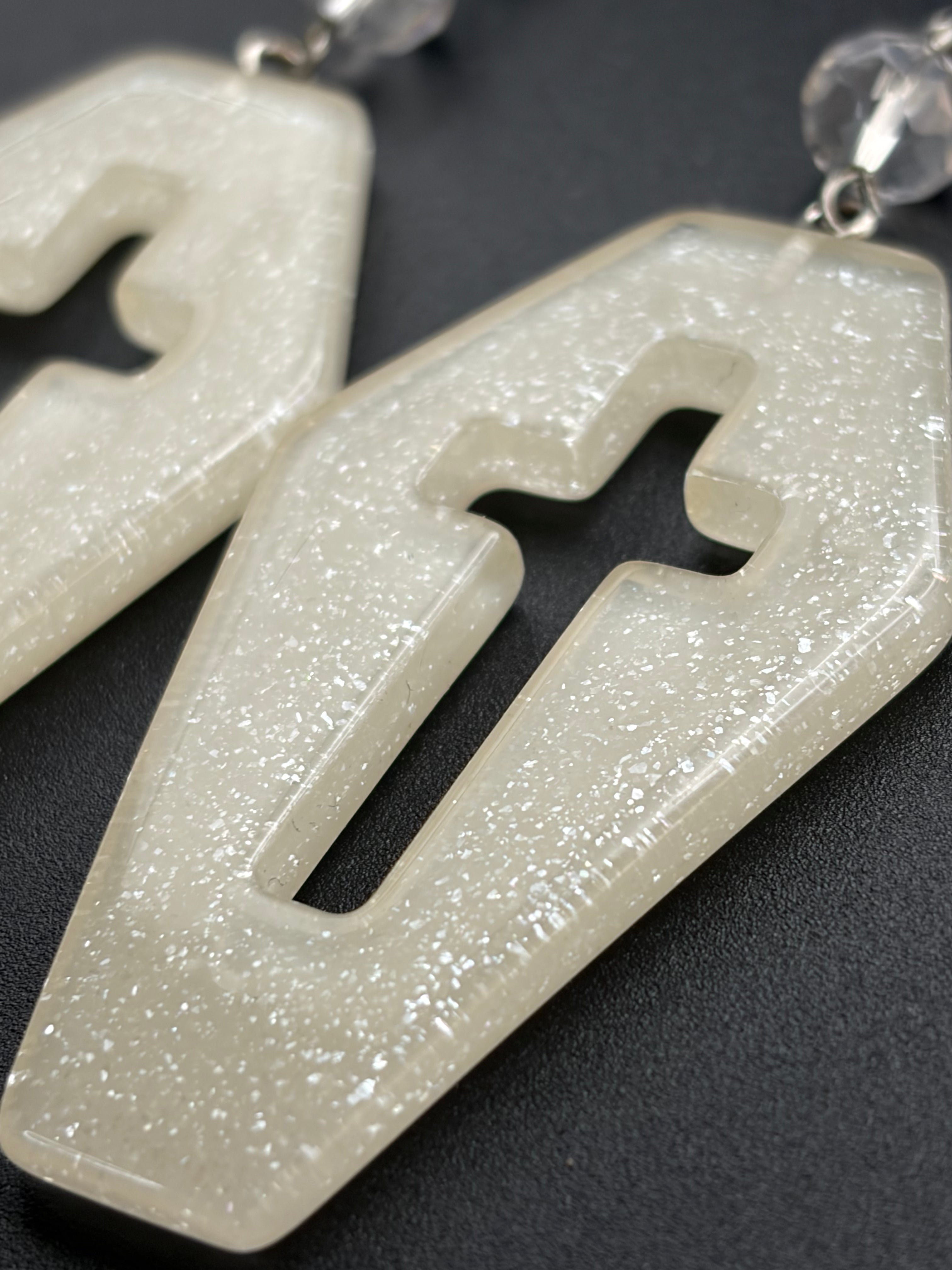 White Glitter Coffin Earrings